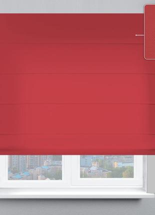 Римская штора, веревочный карниз, система классик, ткань  велюр красный1 фото