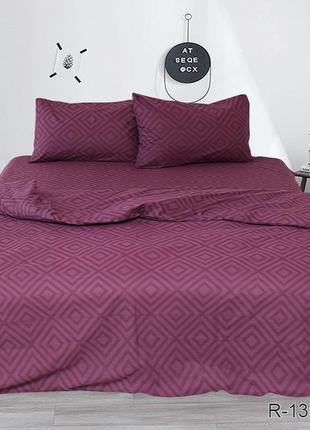 Евро комплект постельного белья, украина, ткань ранфорс, 100% хлопок, однотонный, пурпурный1 фото