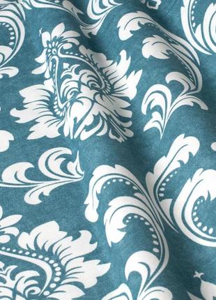 Ткань для обивки мебели, для штор, скатертей, салфеток, покрывал, турция,белый вензель на темно-бирюзовом фоне