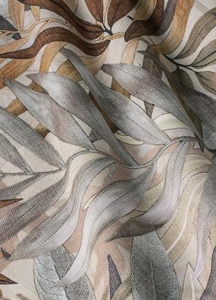 Декоративна тканина для портьєр римських штор, покривал іспанія листя сіро-бежевих тонах