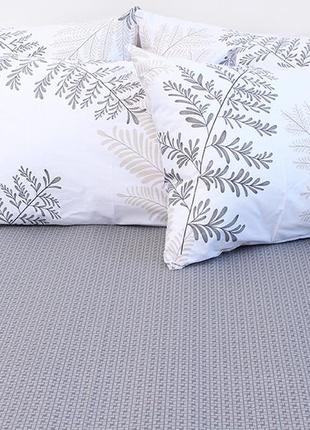 2-х спальный комплект постельного белья 100% хлопок крупные вертки серый с белым компаньоном r-v81672 фото
