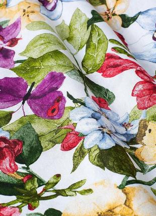 Декоративная ткань лонета для штор покрывал испания акварель цветы и бабочки красно-фиолетовые 280 см