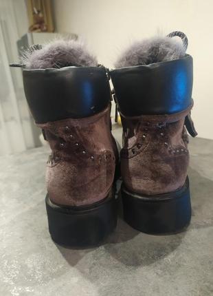 Зимові черевики (під велюр) с опушкою4 фото