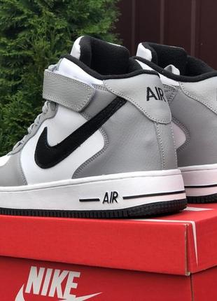 Утеплені кросівки nike air force 1 high white grey black4 фото