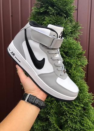 Утеплені кросівки nike air force 1 high white grey black