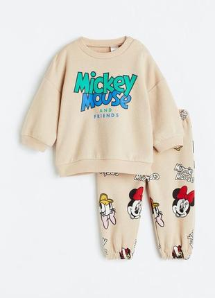 Флісовий костюм h&m  світшот кофта набір комплект disney на філісі теплий зимовий утеплений дісней для дівчинки 98 мінні з міккі