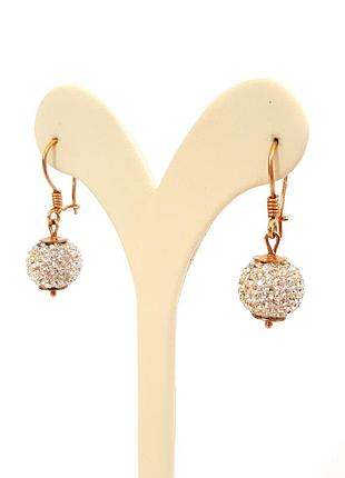 Золотые серьги с кристаллами сваровски