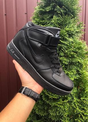 Утеплені кросівки nike air force 1 high black grey