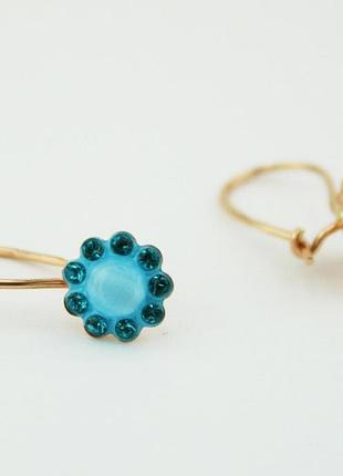 Детские золотые серьги с кристаллами swarovski