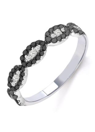 Золотое кольцо с черными и белыми бриллиантами 0,40 карат1 фото