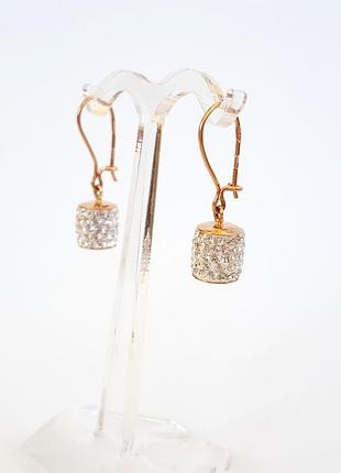 Золотые серьги с кристаллами сваровски