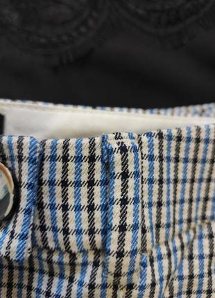 Голубые белые разноцветные штаны брюки в клетку офисные классика стрелками плотные mango7 фото