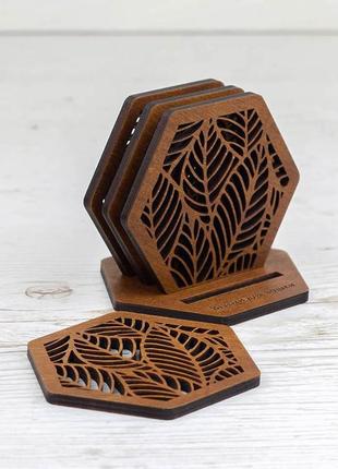 Комплект костерів (підставки для чашок) leaf
