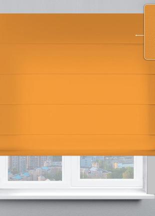 Римская штора, веревочный карниз, система классик, ткань велюр оранжевый1 фото