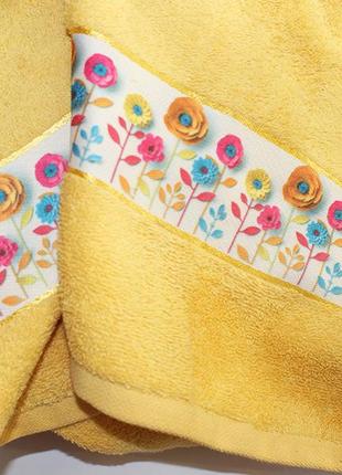 Полотенце для лица и рук, махровое, размер 50х90 см, турция, весна желтое2 фото