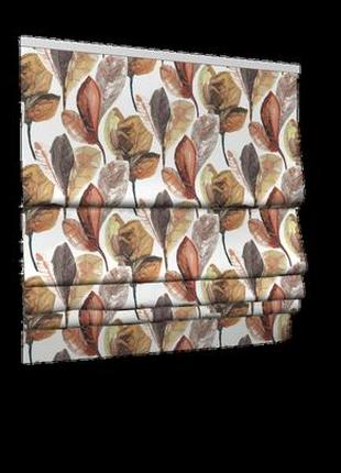 Декоративная ткань для портьер римских штор  покрывал испания коричневые листья на молочном фоне4 фото