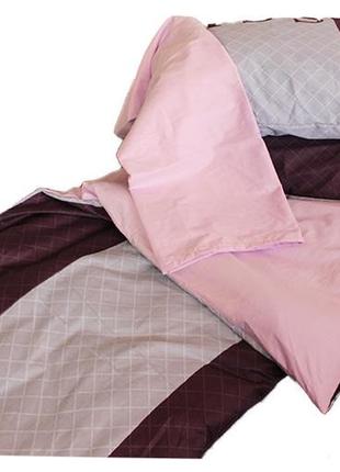 Семейный комплект постельного белья, украина, ткань сатин люкс, полосы с компаньоном4 фото