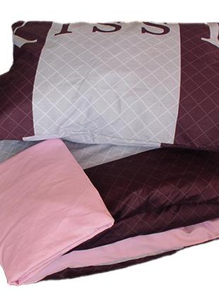 Семейный комплект постельного белья, украина, ткань сатин люкс, полосы с компаньоном3 фото