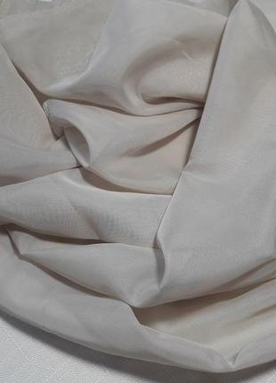 Однотонная тюль вуаль шелк с утяжелителем для гостиной детской спальни кухни серо-бежевый1 фото