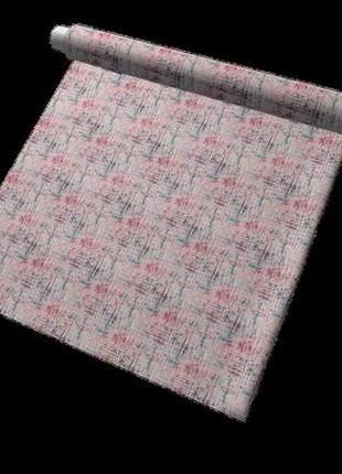 Декоративна тканина в спальню, вітальню, дитячу кухню геометрія штрихи рожево-бірюзові3 фото