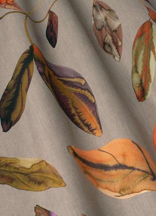 Декоративна тканина для портьєр римських штор, покривал, подушок іспанія різнобарвні листя на сіро-бежевому фоні