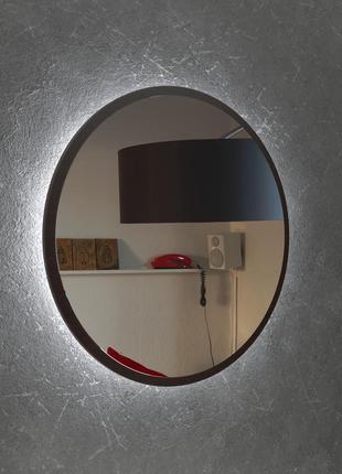 Кругле дзеркало з підсвічуванням 800 мм венге магія3 фото