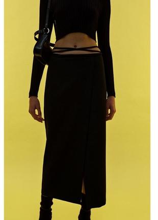 Zara юбка-карандаш на запах с завязками xs