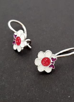 Детские серебряные серьги с эмалью