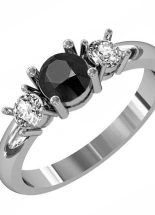 Золотое кольцо с черным и белыми бриллиантами 0,67 карат