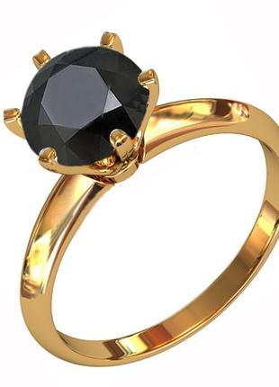 Золотое кольцо с черным бриллиантом 1,00 карат1 фото