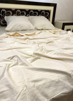 Комплект постельного белья страйп сатин айвори семейный bf2 фото