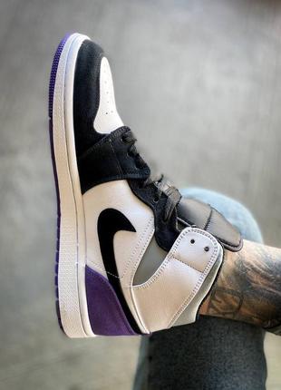 Мужские высокие кожаные кроссовки nike air jordan 1 retro mid purple#найк3 фото