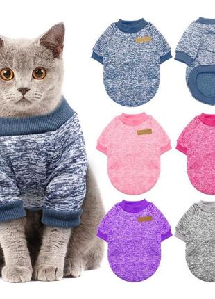 Модный мягкий свитер "классик" для кошек и собак, светло-серый м3 фото