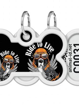 Адресант для собак і котів металічний waudog smart id c qr паспорт "поїздити, щоб жити" 40*28м