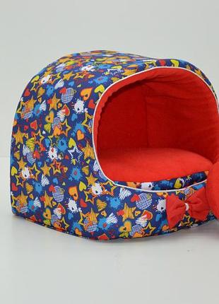 Домик- будка 36х32х32 звездочка (синяя)