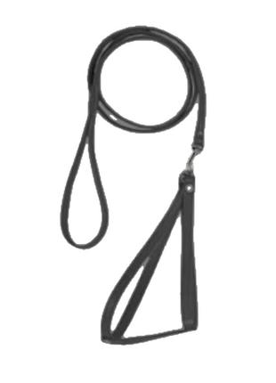 Шлейка + повідець `човник` капронова 30х30-130 см (чорна)