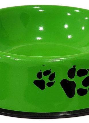 Миска из нержавеющей стали для собак 1,8л (диаметр 34см) светло-зеленая