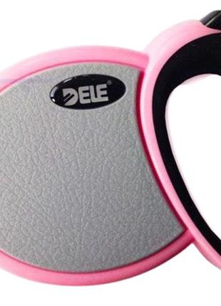 Поводок-рулетка для выгула собак 3 м, до 15 кг, лента (розовый)