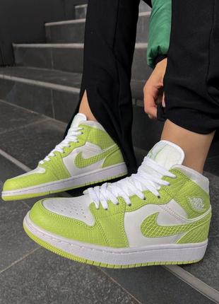 🍁🐍nike air jordan 1 retro high green pithon🐍🍁❤️36рр-45рр❤️кросівки найк джордан 1 високі демісезонні кроссовки найк джордан высокие весна-осень