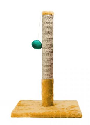 Когтеточка-столбик на квадратной подставке 40*35*65 см (бежевая) сизаль