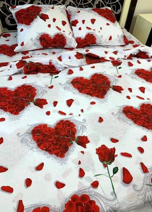 Комплект постельного белья роза сердце евро bf7 фото