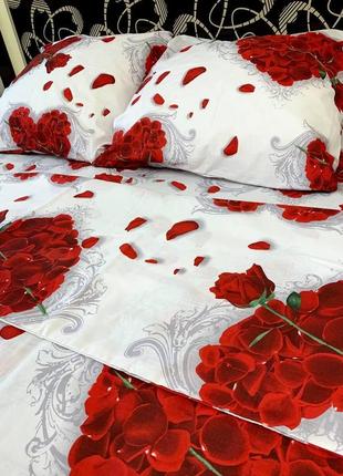 Комплект постельного белья роза сердце полуторный bf10 фото