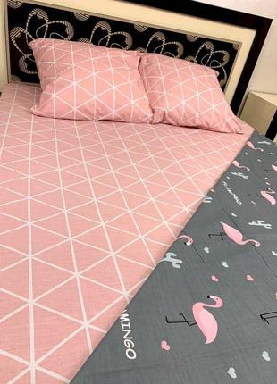 Комплект постельного белья розовый фламинго семейный bf9 фото