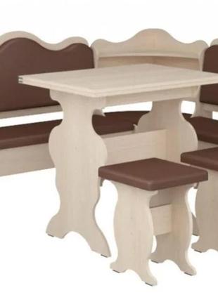 Кухонный уголок пехотин "корнет" с простым столом и 2 табурета, материал кожзам или ткань на выбор3 фото