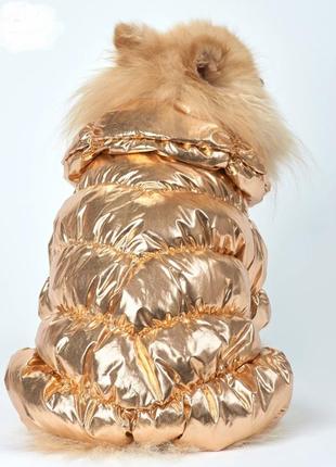 Теплый зимний комбинезон для собак на флисе, размер l, золотистый3 фото