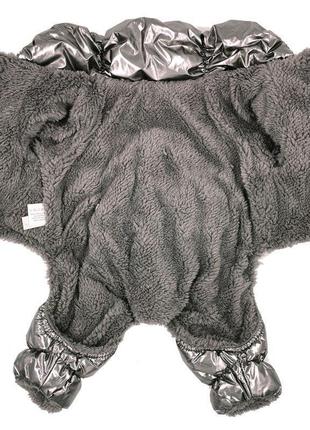 Теплый зимний комбинезон для собак на флисе, размер xl, светло-серый6 фото