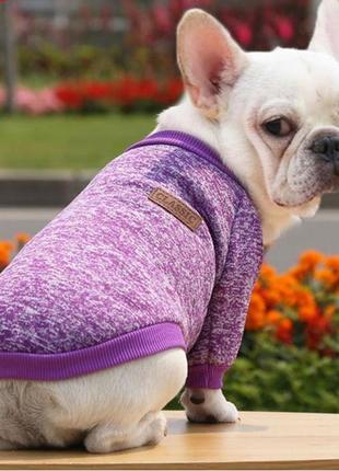 Модний м'який светр "класик" для котів та собак, бузковий xl