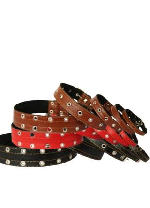 Шкіряний нашийник з підкладкою (безрозмірний), ширина 35 мм, довжина 43-57 см (чорний)