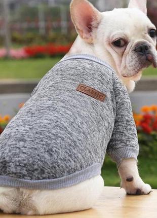 Модный мягкий свитер "классик" для кошек и собак, светло-серый l1 фото