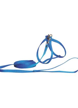 Шлейка + повідець `вісімка` капронова 20-40см32-40см130см (синя)